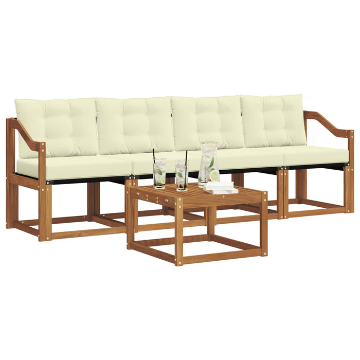 Set de canapele de exterior cu pernă 5 pcs Natural și Crem - WALTI WALTI