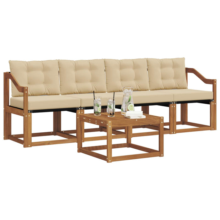 Set de canapele de exterior cu pernă 5 pcs Natural și Bej - WALTI WALTI