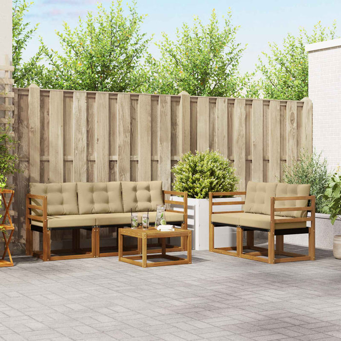 Set de canapele de exterior cu pernă 6 pcs Natural și Bej - WALTI WALTI