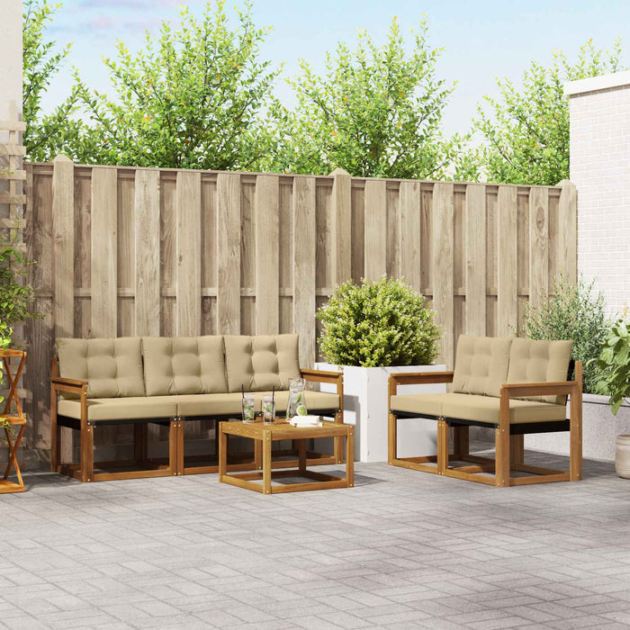 Set de canapele de exterior cu pernă 6 pcs Natural și Bej - WALTI WALTI