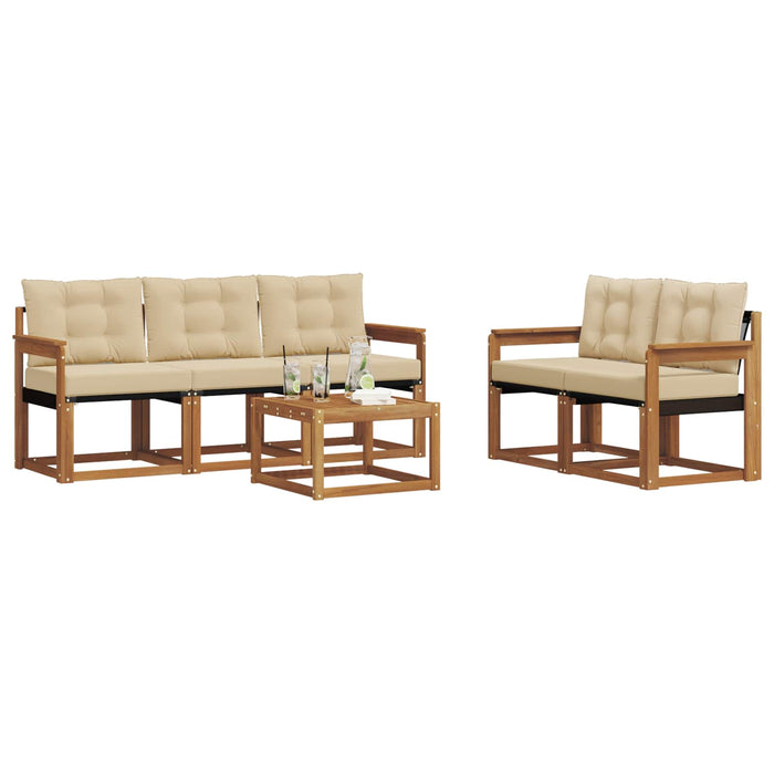 Set de canapele de exterior cu pernă 6 pcs Natural și Bej - WALTI WALTI