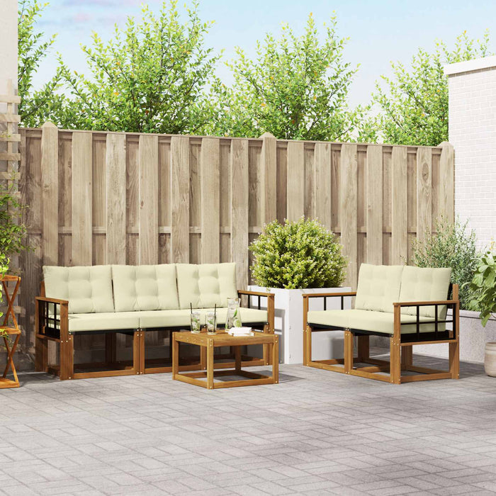 Set de canapele de exterior cu pernă 6 pcs Natural și Crem - WALTI WALTI