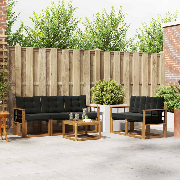 Set de canapele de exterior cu pernă 6 pcs Natural și Negru - WALTI WALTI