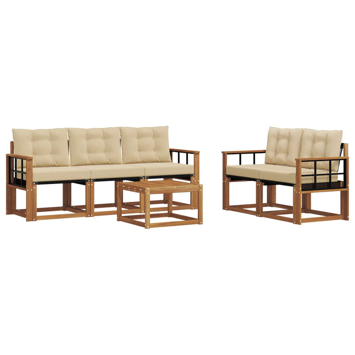 Set de canapele de exterior cu pernă 6 pcs Natural și Bej WALTI