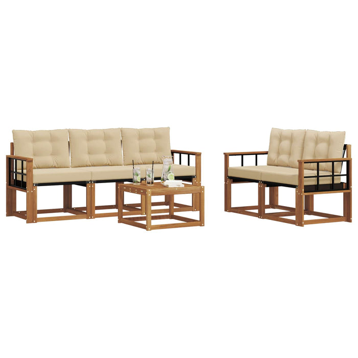 Set de canapele de exterior cu pernă 6 pcs Natural și Bej WALTI