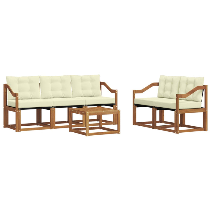 Set de canapele de exterior cu pernă 6 pcs Natural și Crem WALTI