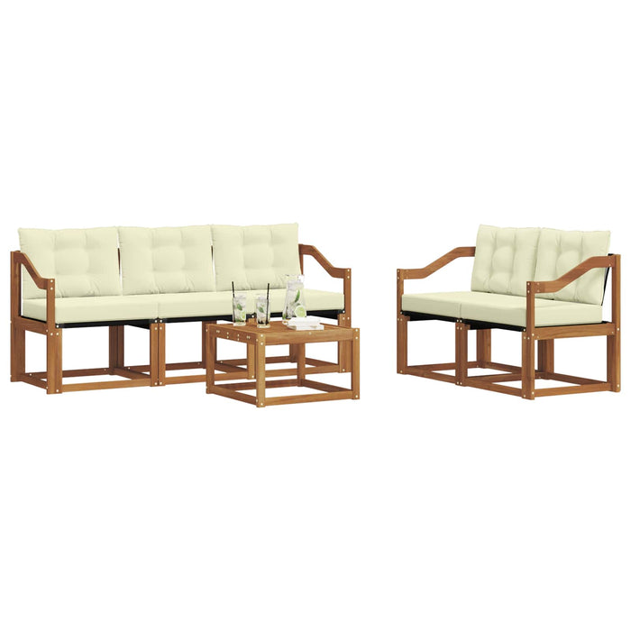 Set de canapele de exterior cu pernă 6 pcs Natural și Crem WALTI