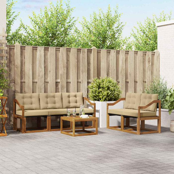 Set de canapele de exterior cu pernă 6 pcs Natural și Bej - WALTI WALTI