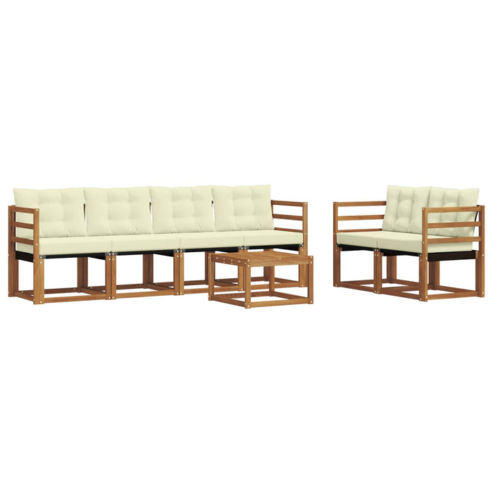 Set de canapele de exterior cu pernă 7 pcs Natural și Crem WALTI