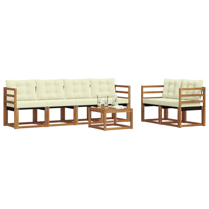 Set de canapele de exterior cu pernă 7 pcs Natural și Crem WALTI