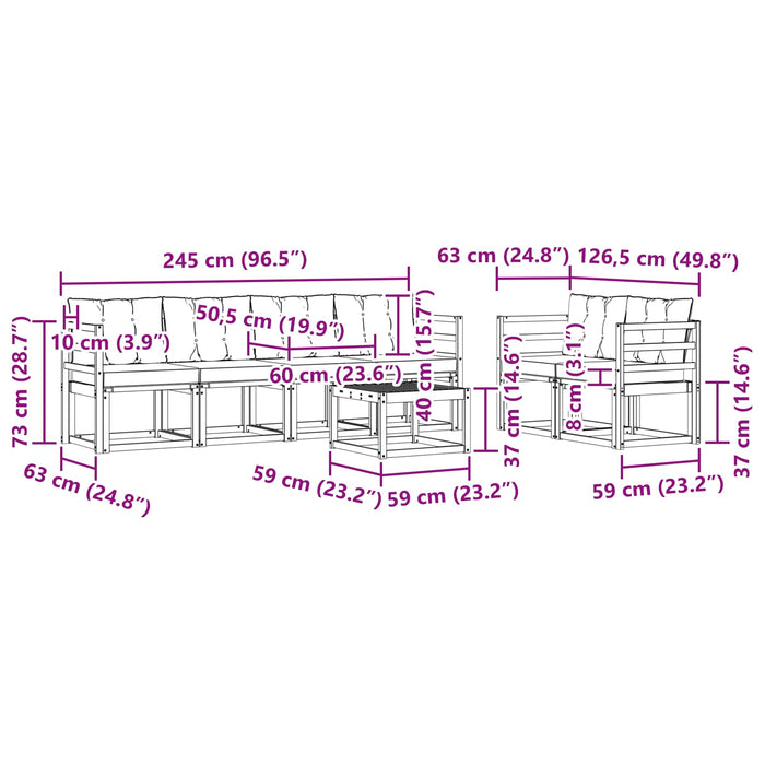 Set de canapele de exterior cu pernă 7 pcs Natural și Crem WALTI