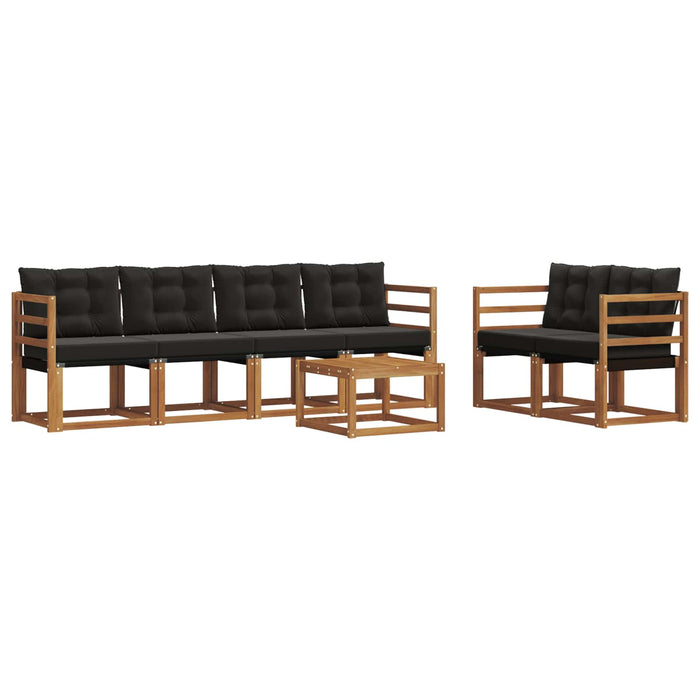 Set de canapele de exterior cu pernă 7 pcs Natural și Negru WALTI