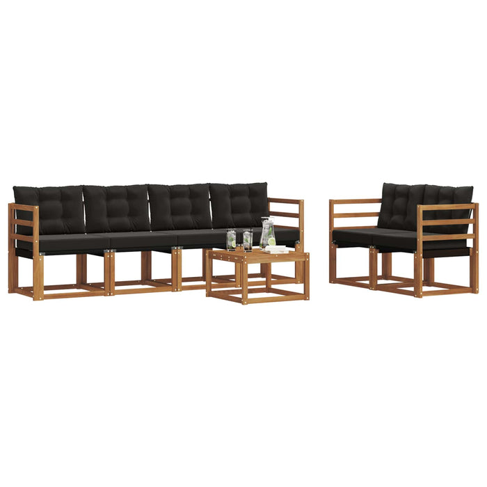 Set de canapele de exterior cu pernă 7 pcs Natural și Negru WALTI