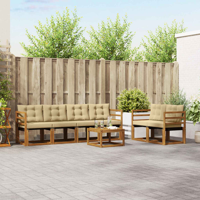 Set de canapele de exterior cu pernă 7 pcs Natural și Bej WALTI