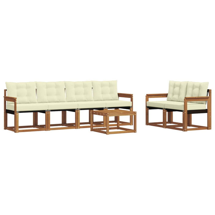 Set de canapele de exterior cu pernă 7 pcs Natural și Crem WALTI