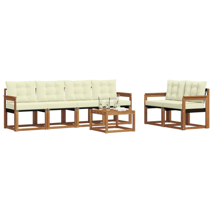 Set de canapele de exterior cu pernă 7 pcs Natural și Crem WALTI