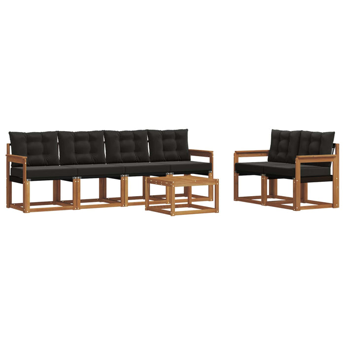 Set de canapele de exterior cu pernă 7 pcs Natural și Negru WALTI