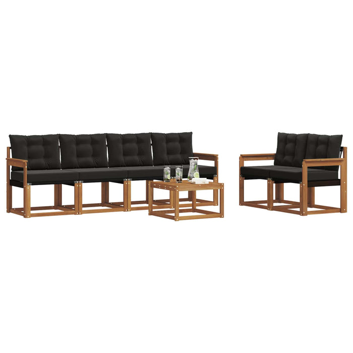 Set de canapele de exterior cu pernă 7 pcs Natural și Negru WALTI