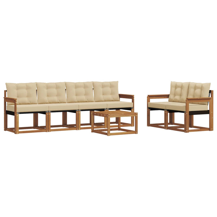 Set de canapele de exterior cu pernă 7 pcs Natural și Bej WALTI
