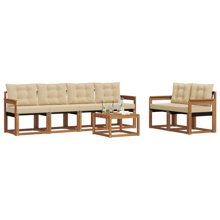 Set de canapele de exterior cu pernă 7 pcs Natural și Bej WALTI