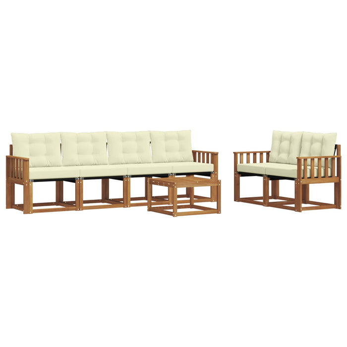 Set de canapele de exterior cu pernă 7 pcs Natural și Crem WALTI