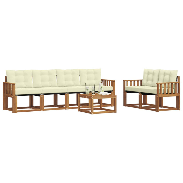 Set de canapele de exterior cu pernă 7 pcs Natural și Crem WALTI