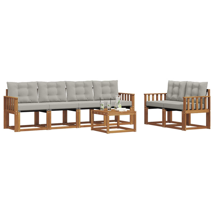 Set de canapele de exterior 7 pcs Gri natural și deschis WALTI