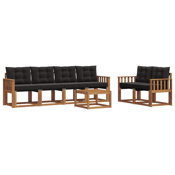 Set de canapele de exterior cu pernă 7 pcs Natural și Negru WALTI