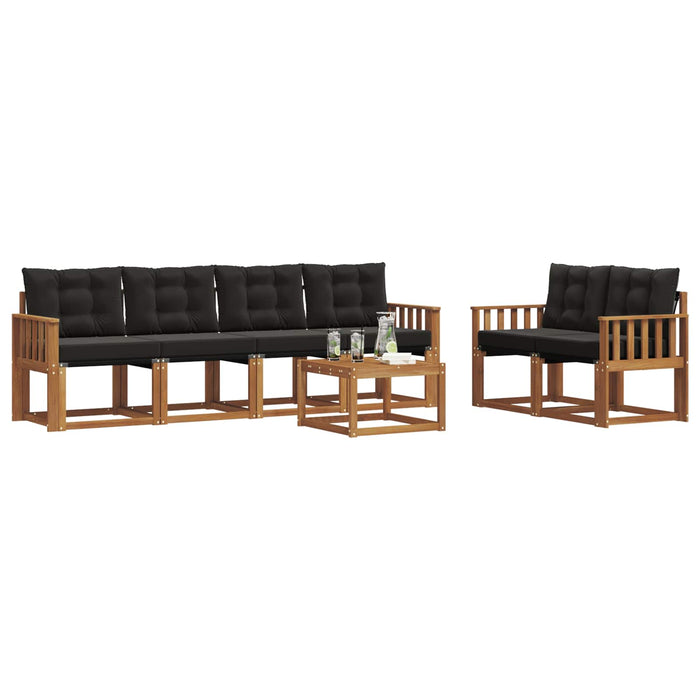 Set de canapele de exterior cu pernă 7 pcs Natural și Negru WALTI