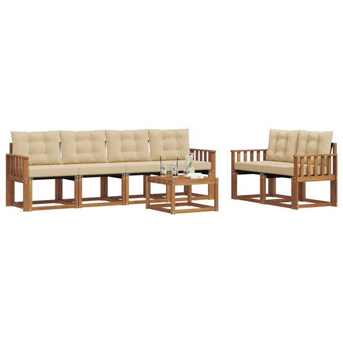 Set de canapele de exterior cu pernă 7 pcs Natural și Bej WALTI