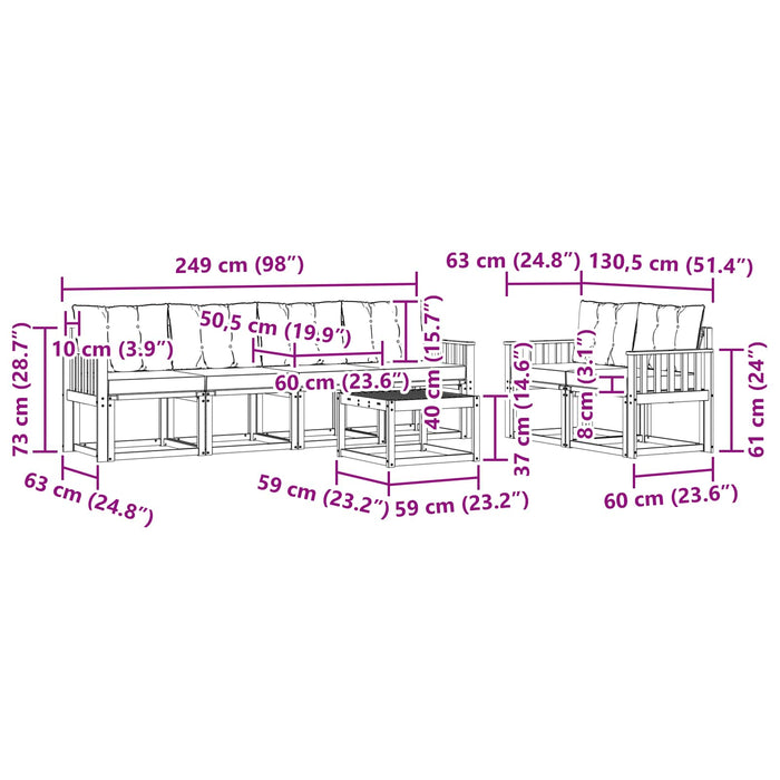 Set de canapele de exterior cu pernă 7 pcs Natural și Bej WALTI