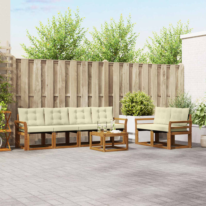 Set de canapele de exterior cu pernă 7 pcs Natural și Crem WALTI