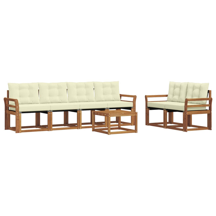 Set de canapele de exterior cu pernă 7 pcs Natural și Crem WALTI