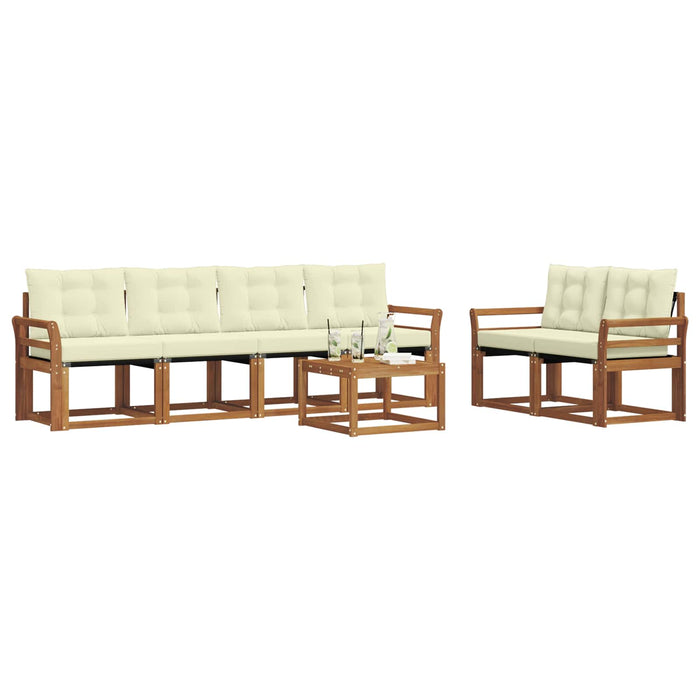 Set de canapele de exterior cu pernă 7 pcs Natural și Crem WALTI