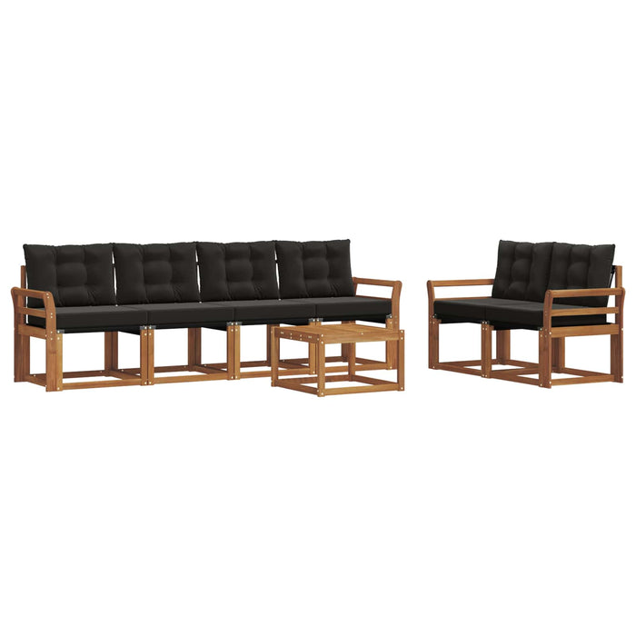 Set de canapele de exterior cu pernă 7 pcs Natural și Negru WALTI