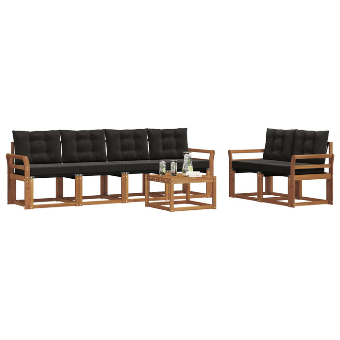 Set de canapele de exterior cu pernă 7 pcs Natural și Negru WALTI