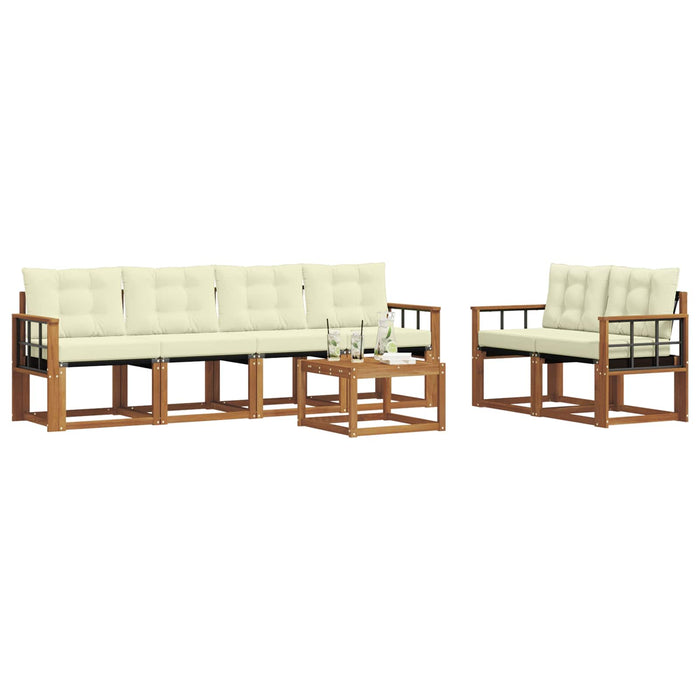 Set de canapele de exterior cu pernă 7 pcs Natural și Crem WALTI