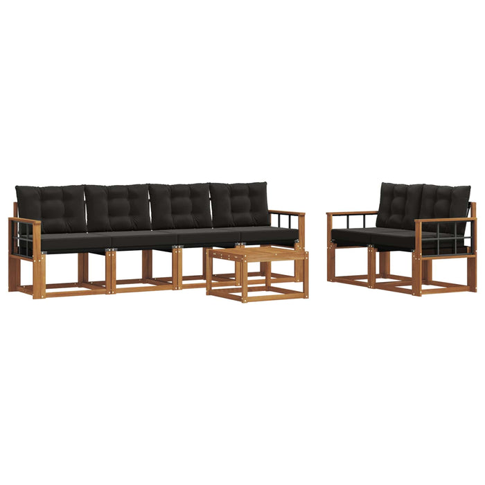 Set de canapele de exterior cu pernă 7 pcs Natural și Negru WALTI