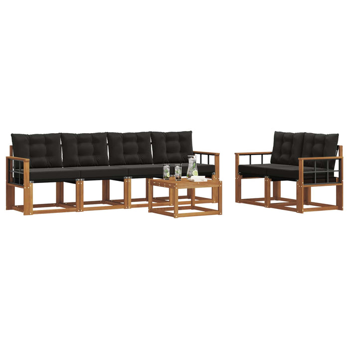 Set de canapele de exterior cu pernă 7 pcs Natural și Negru WALTI