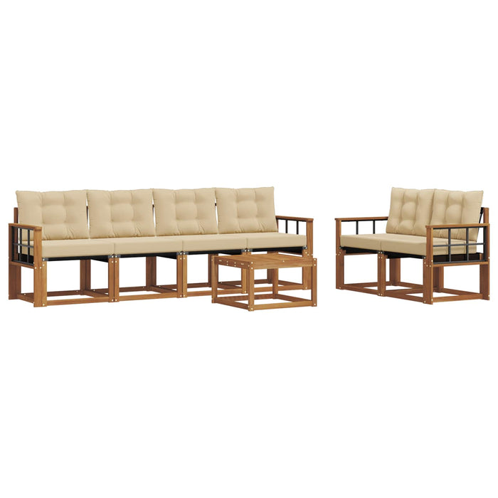 Set de canapele de exterior cu pernă 7 pcs Natural și Bej WALTI
