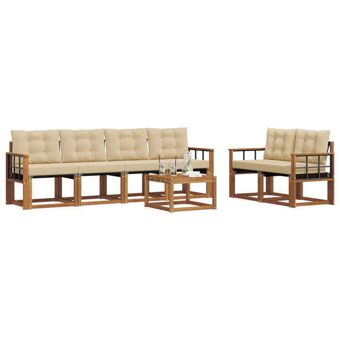 Set de canapele de exterior cu pernă 7 pcs Natural și Bej WALTI