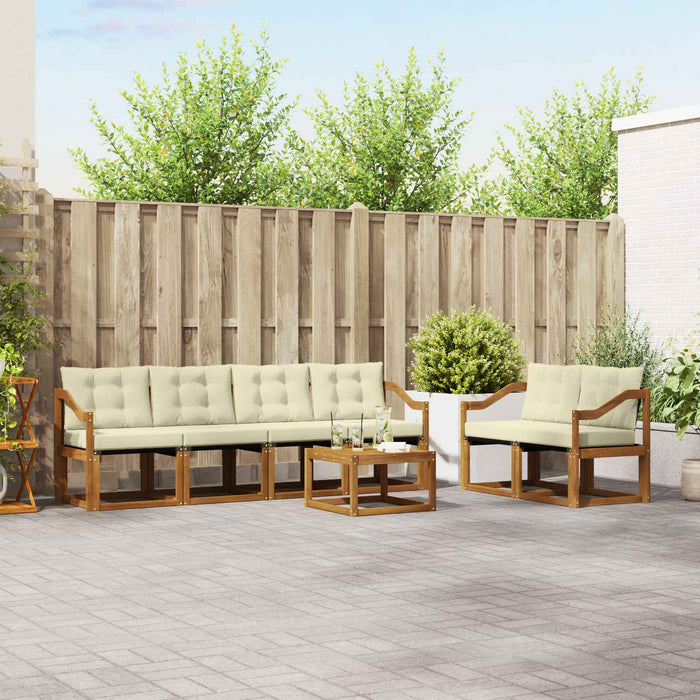Set de canapele de exterior cu pernă 7 pcs Natural și Crem WALTI