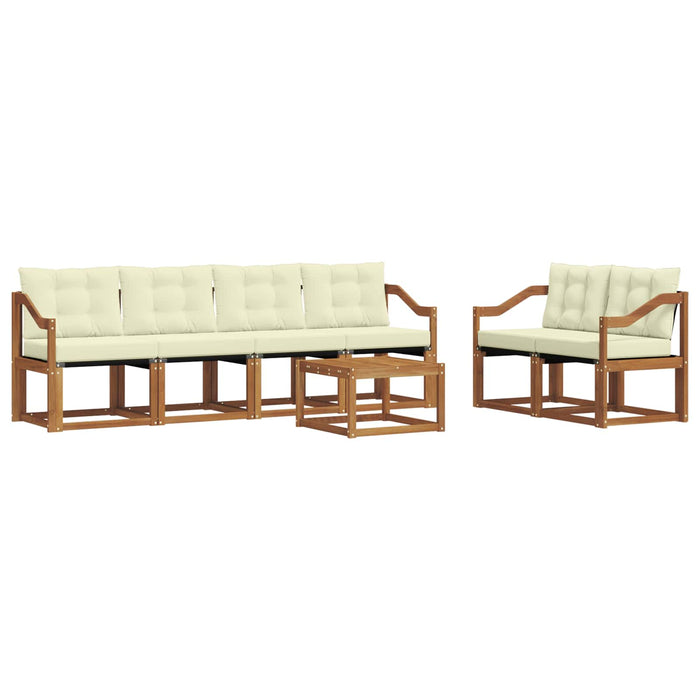 Set de canapele de exterior cu pernă 7 pcs Natural și Crem WALTI