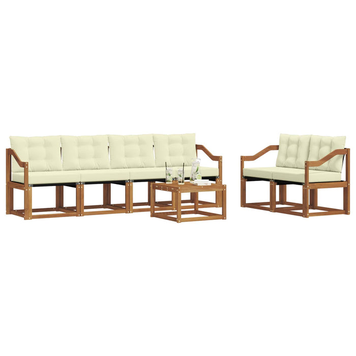 Set de canapele de exterior cu pernă 7 pcs Natural și Crem WALTI