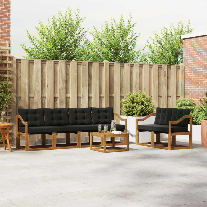 Set de canapele de exterior cu pernă 7 pcs Natural și Negru WALTI