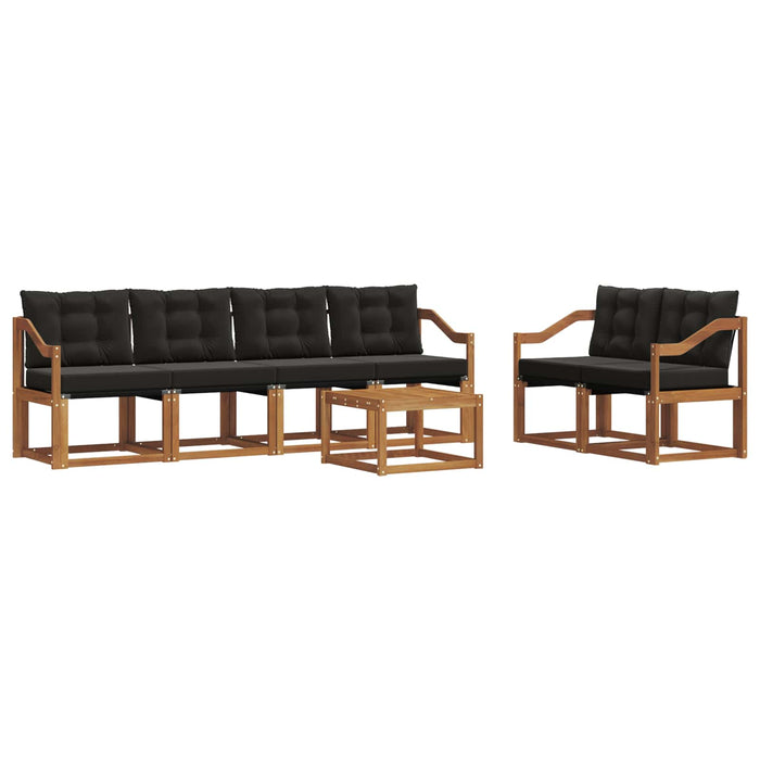 Set de canapele de exterior cu pernă 7 pcs Natural și Negru WALTI