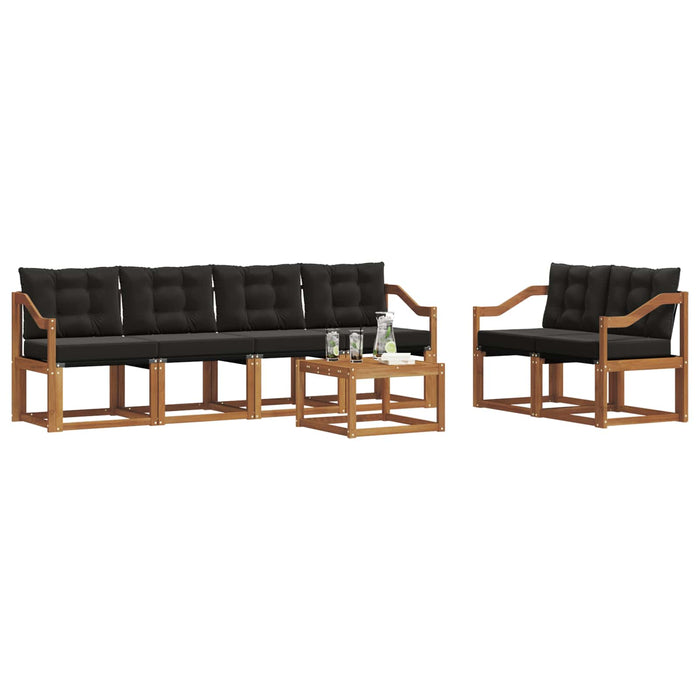 Set de canapele de exterior cu pernă 7 pcs Natural și Negru WALTI