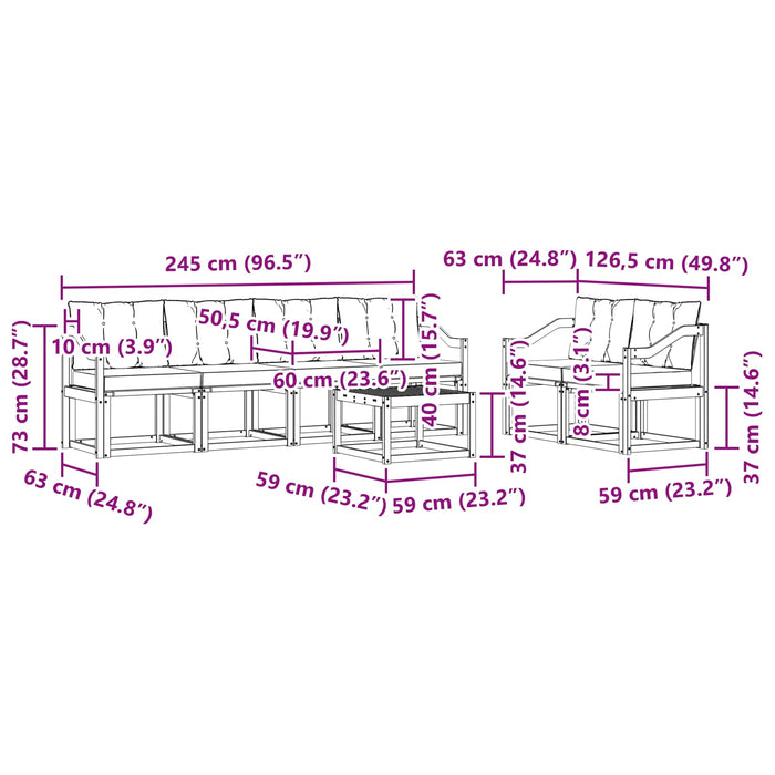Set de canapele de exterior cu pernă 7 pcs Natural și Bej WALTI