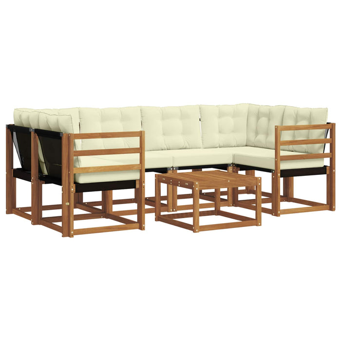 Set de canapele de exterior cu pernă 7 pcs Natural și Crem WALTI
