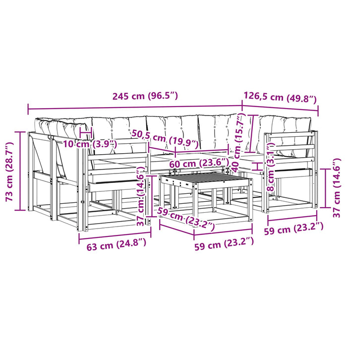 Set de canapele de exterior cu pernă 7 pcs Natural și Crem WALTI